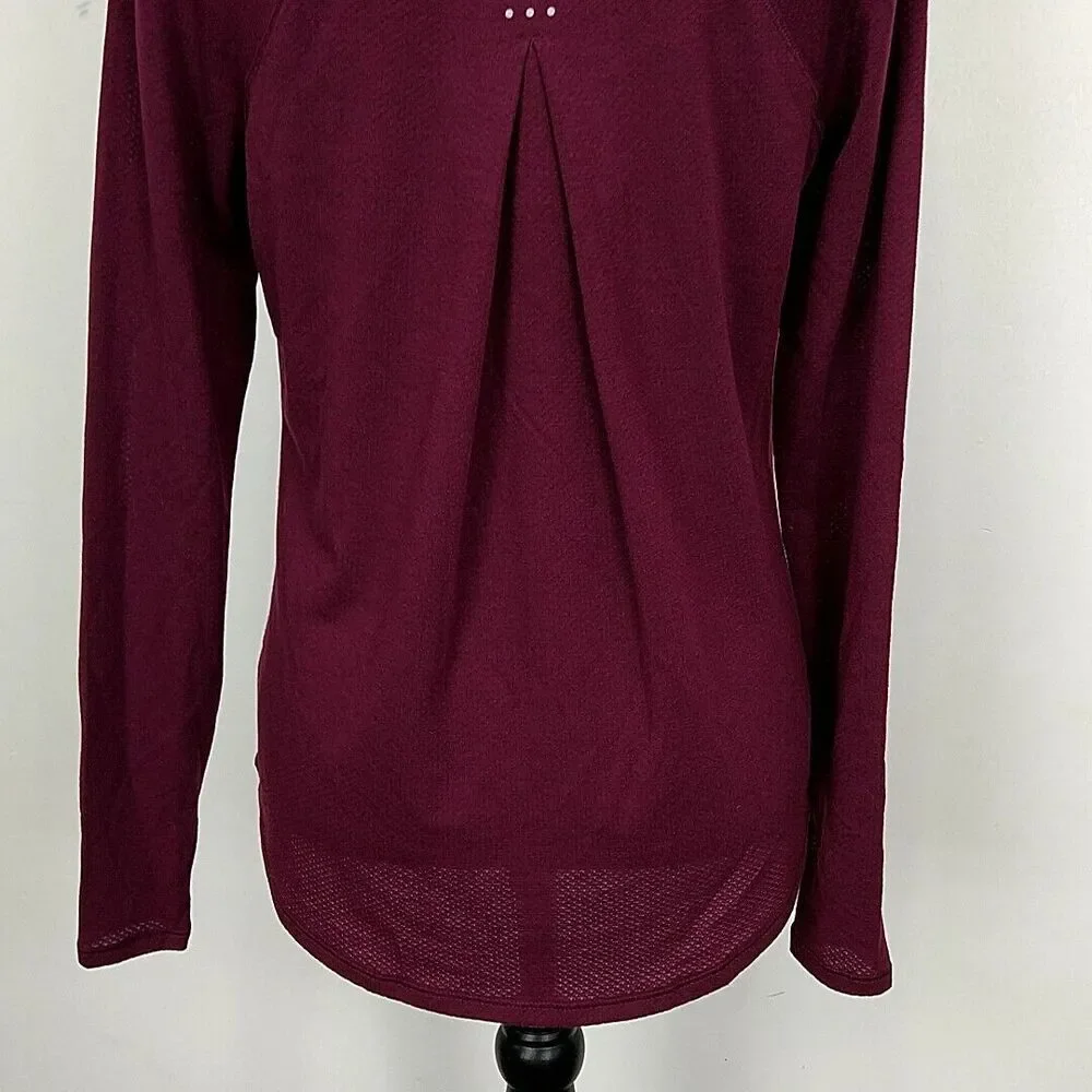 Avia Burgundy Long Sleeve Performance Top Lightweight Athletic Thumbhole sz S